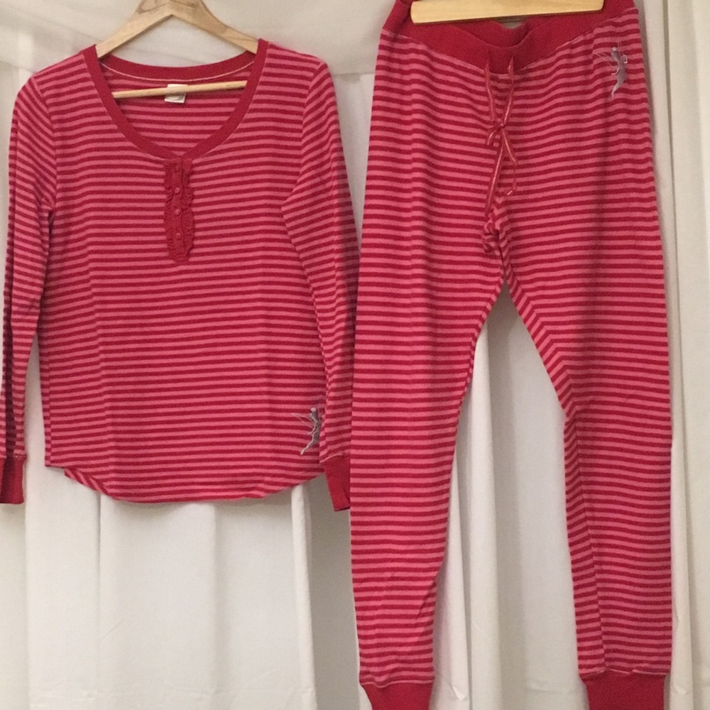 Disney Striped thermal tinker bell pjs size Large